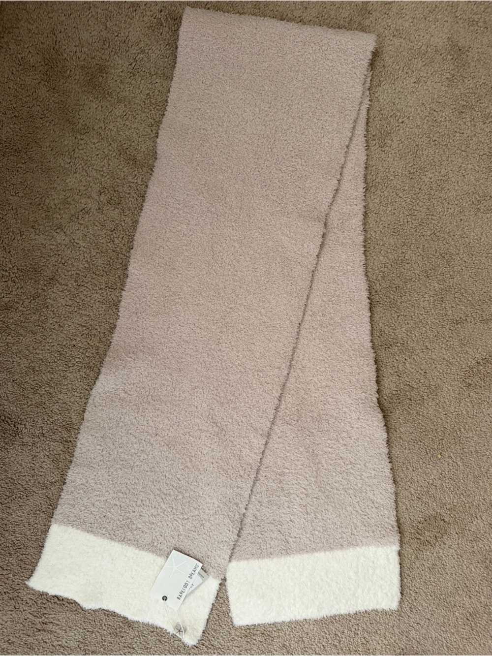 NWT* Barefoot Dreams CozyChic Tipped Scarf Stone Pearl